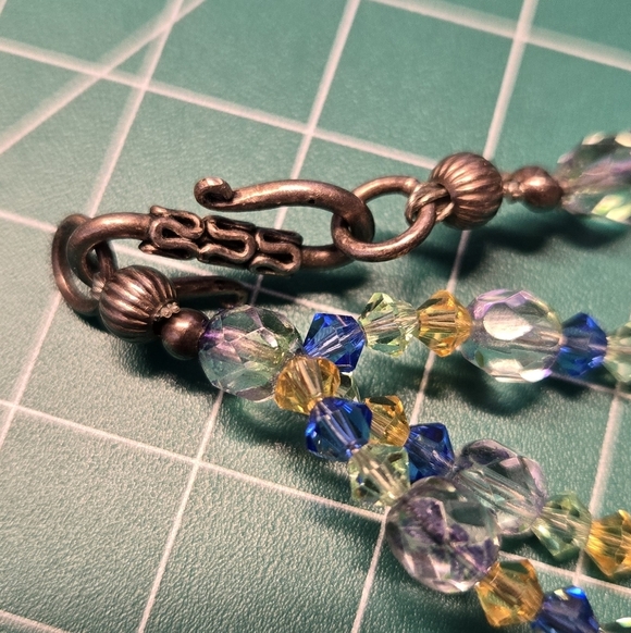 Vintage Necklace Sterling Crystals Moonstones 3 Strand - Picture 3 of 11